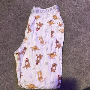 Womens Hollister puppy Christmas long pajama pants